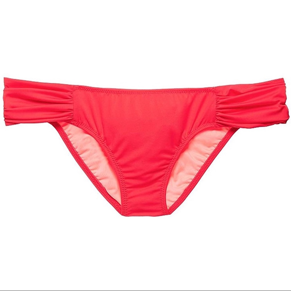 OP coral side ruched bikini bottom